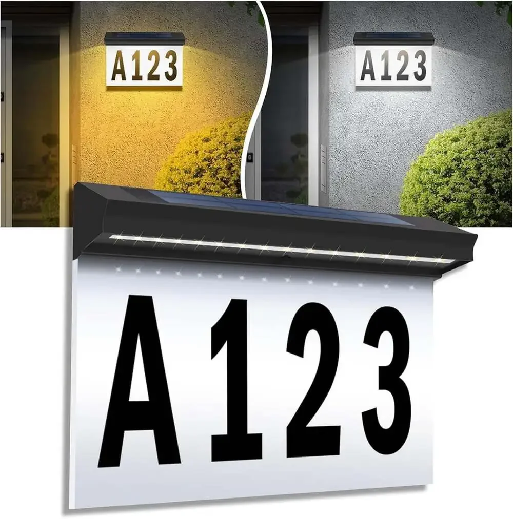 Solar House Number Sign outside Solar Address Sign Lighted Plaque Waterproof